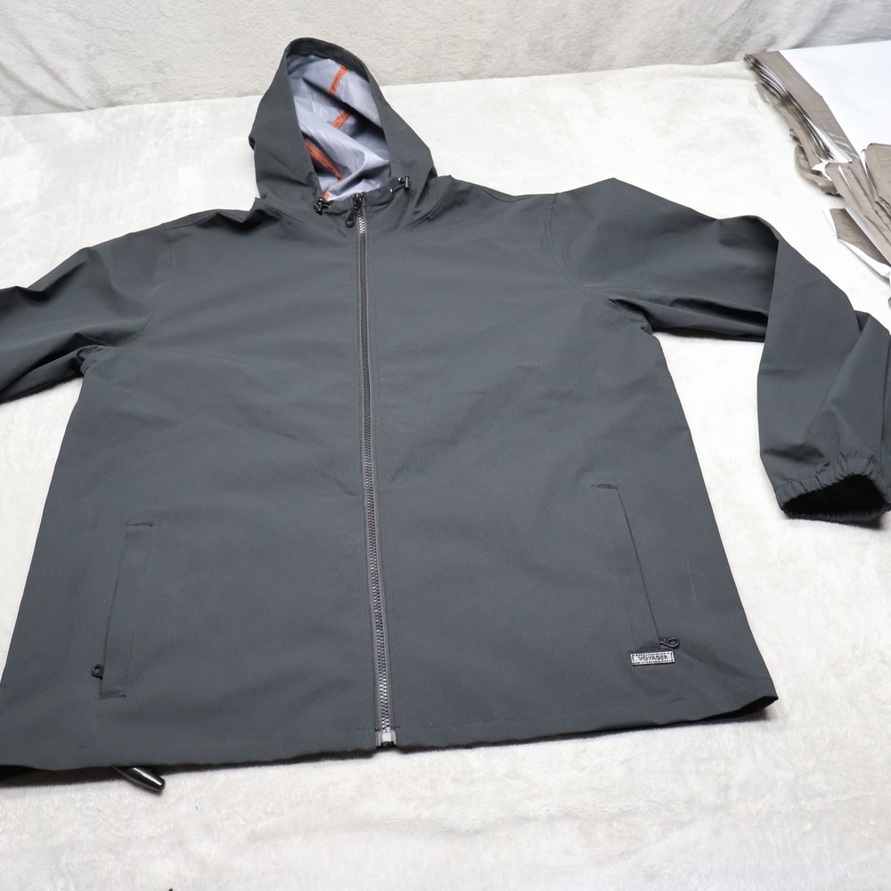 Voyager Jacket Mens Large Black Full Zip Light Pack Hooded Windbreaker Outdoor